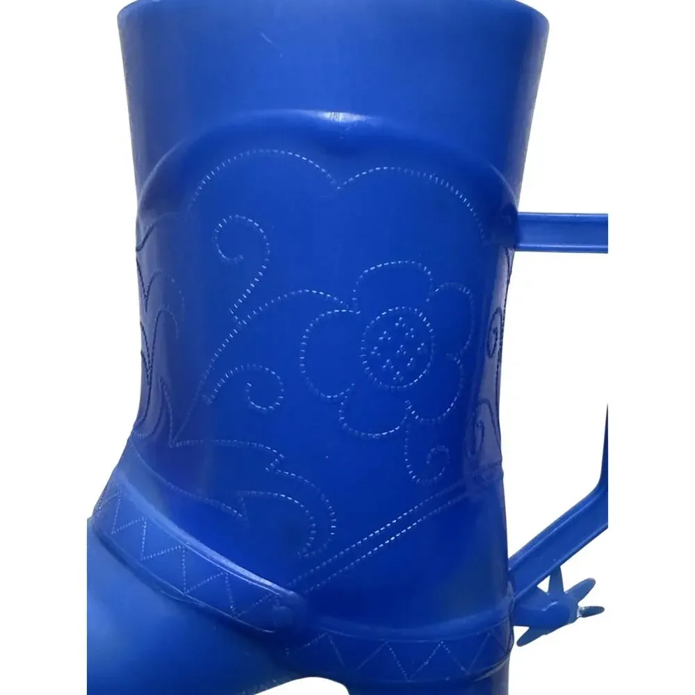 Pair Vtg Boot Cowboy Western Cups Yellow Blue Plastic EZ POR Corp Read Info